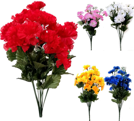 12 Head Artificial Silk Flower Carnation bunch Gyps