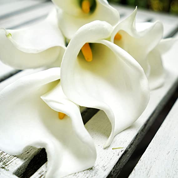 Real Touch Artificial Purple Calla Lily Flowers & Bouquet | Home Shop Office Restaurant Wedding Party Décor DIY | 6 pcs